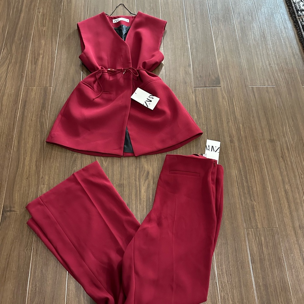 Zara maroon classic pants suit - Picture 5 of 7